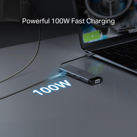 Хаб USB TP-LINK UH9120C USB-C > 3xUSB3.0/1xUSB-C/xHDMI/1xRJ45/1xSD/1xmicroSD/1xPD 100Wh - фото 10