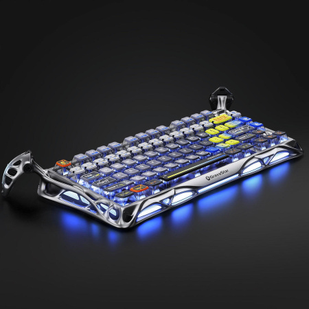 Клавіатура механічна GravaStar Mercury K1 Pro 80keys, GravaStar x Kailh Speedy Mint, BT/WL/USB, Interstellar Silver - фото 6 Клавіатура механічна GravaStar Mercury K1 Pro 80keys, GravaStar x Kailh Speedy Mint, BT/WL/USB, Interstellar Silver - фото 6
