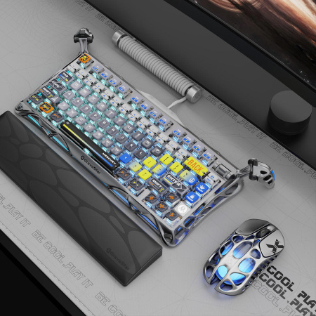 Клавіатура механічна GravaStar Mercury K1 Pro 80keys, GravaStar x Kailh Speedy Mint, BT/WL/USB, Interstellar Silver - фото 8 Клавіатура механічна GravaStar Mercury K1 Pro 80keys, GravaStar x Kailh Speedy Mint, BT/WL/USB, Interstellar Silver - фото 8