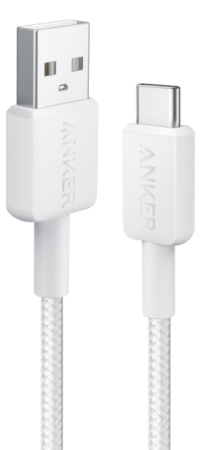 Кабель Anker 322 USB-A to USB-C - 1.8m Nylon White - фото 1