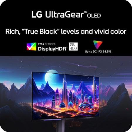 LG Монітор 27" 27GS95QE-B 2xHDMI, DP, USB, Audio, OLED, 2560x1440, 240Hz, 0.03ms, DCI-P3 98.5%, G-SYNC, FreeSync, AdaptiveSync, Pivot, DisplayHDR TRUE BLACK 400 - фото 5 LG Монітор 27" 27GS95QE-B 2xHDMI, DP, USB, Audio, OLED, 2560x1440, 240Hz, 0.03ms, DCI-P3 98.5%, G-SYNC, FreeSync, AdaptiveSync, Pivot, DisplayHDR TRUE BLACK 400 - фото 5