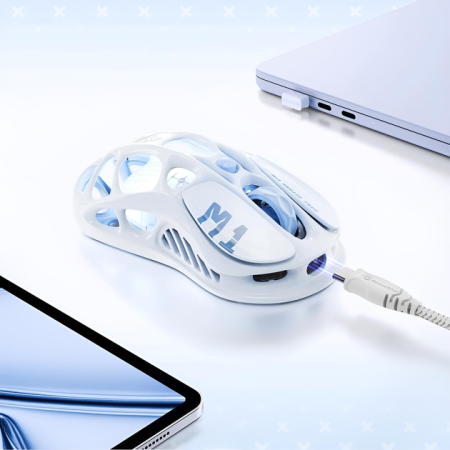 Миша GravaStar Mercury M1 Pro, magnesium alloy body, BT/WL/USB-A, RGB, Ice Blue - фото 7