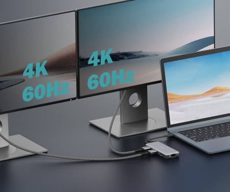 Док-станція DIGITUS USB-C > 2xHDMI/2xUSB-A/USB-C/SD/MicroSD/RJ54 - фото 6