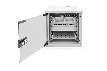 Шафа DIGITUS 10", 6U, SOHO PRO, скляні двері, 315x300 мм, 30кг максимально, сіра