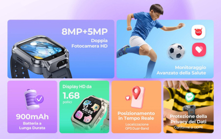 Дитячий годинник-телефон Mibro S1, 1.68", 360x390, GPS, 8MP+5MP, 900мА·год, 2АТM, пісочно-золотий - фото 3