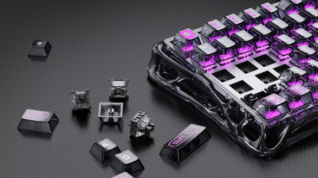 Клавіатура магнітна GravaStar Mercury V75 Lite 75keys, Blackcore, USB-A, Transparent Black - фото 18