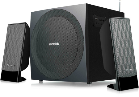 Акустична система MICROLAB M-300U 2.1, 38W, mini-jack/USB/SD/FM, чорний - фото 1