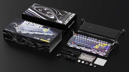 Клавіатура механічна GravaStar Mercury K1 Pro 80keys, GravaStar x Kailh Speedy Mint, BT/WL/USB, Interstellar Silver - фото 2 Клавіатура механічна GravaStar Mercury K1 Pro 80keys, GravaStar x Kailh Speedy Mint, BT/WL/USB, Interstellar Silver - фото 2