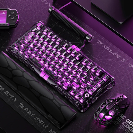 Клавіатура магнітна GravaStar Mercury V75 Lite 75keys, Blackcore, USB-A, Transparent Black - фото 14