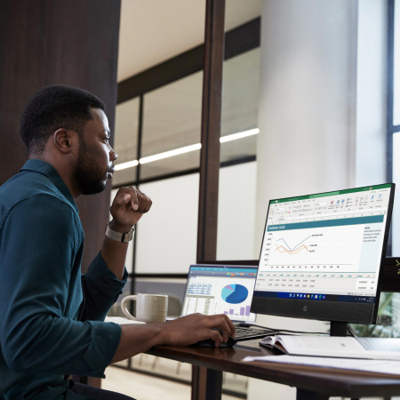 HP Комп'ютер персональний моноблок ProOne 440-G9 23.8" FHD IPS AG, Intel i5-12400T, 8GB, F256GB+1Tb, UMA, WiFi, кл+м, 2р, DOS, чорний - фото 8