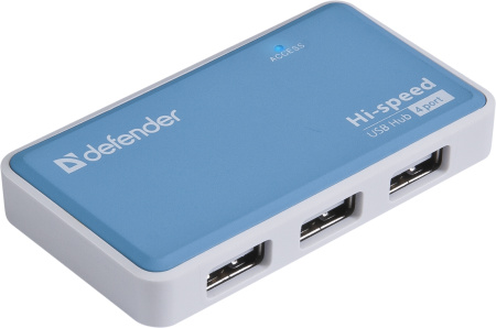 USB-хаб Defender Quadro Power+Adapter 4xUSB 2.0 220V (83503) - фото 1