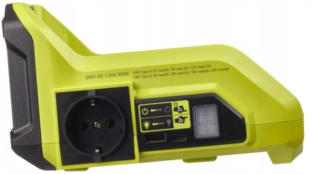 Інвертор напруги акумуляторний Ryobi Max Power RY36BI300A-0 36В 300/500Вт розетка 1х220В роз'єм 1хUSB 1хType-C 0.85кг без АКБ та ЗП - фото 9 Інвертор напруги акумуляторний Ryobi Max Power RY36BI300A-0 36В 300/500Вт розетка 1х220В роз'єм 1хUSB 1хType-C 0.85кг без АКБ та ЗП - фото 9