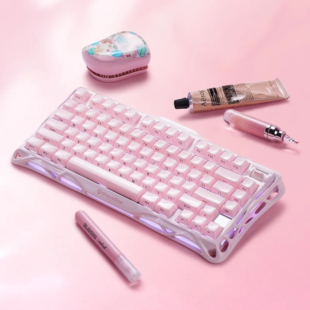 Клавіатура механічна GravaStar Mercury K1 80keys, GravaStar x Kailh Cheery Pink, EN, BT/WL/USB, Sakura Pink - фото 9