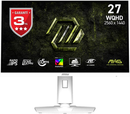 Монітор MSI 27" MAG 274QRFW-X32 2xHDMI, DP, Audio, IPS, 2560x1440, 320Hz, 0.5ms, sRGB 129%, FreeSync, Pivot, HDR400, білий - фото 1 Монітор MSI 27" MAG 274QRFW-X32 2xHDMI, DP, Audio, IPS, 2560x1440, 320Hz, 0.5ms, sRGB 129%, FreeSync, Pivot, HDR400, білий - фото 1