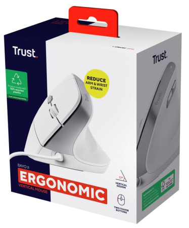 Миша Trust Bayo 2 Ergonomic, USB-A, біла - фото 12
