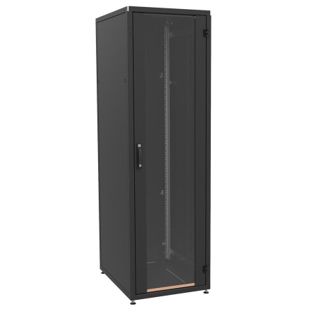 ZPAS Шафа 19", 18U, IT, передні скляні двері, без стільниці, 600x800 мм, максимально 1000кг, чорна - фото 1