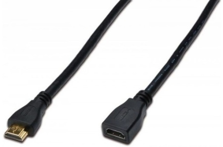 Digitus HDMI High speed + Ethernet (AM/AF)[Кабель HDMI (M/F), High speed/Ethernet, 5м, чорний] - фото 1