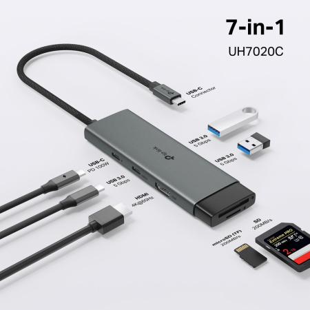 Хаб USB TP-LINK UH7020C USB-C > 2xUSB3.0/1xUSB-C/xHDMI/1xSD/1xmicroSD/1xPD 100Wh - фото 5
