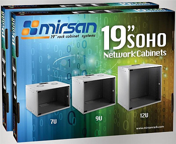 Шафа MIRSAN 19", 9U, SOHO, 535x300 мм, максимально 30 кг, сіра Шафа MIRSAN 19", 9U, SOHO, 535x300 мм, максимально 30 кг, сіра