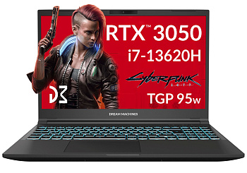 Ноутбук Dream Machines RG3050-15 15.6FHD IPS, Intel i7-13620H, 32GB, F1TB, NVD3050-4, DOS, чорний Ноутбук Dream Machines RG3050-15 15.6FHD IPS, Intel i7-13620H, 32GB, F1TB, NVD3050-4, DOS, чорний