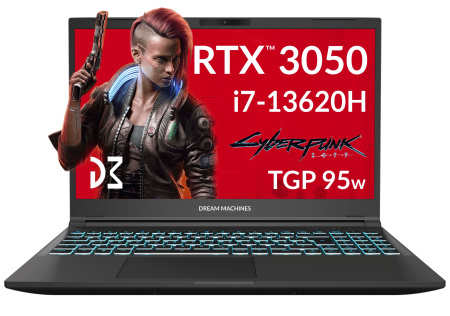 Ноутбук Dream Machines RG3050-15 15.6FHD IPS, Intel i7-13620H, 32GB, F1TB, NVD3050-4, DOS, чорний - фото 1