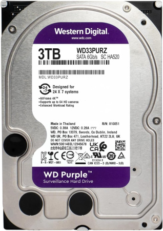 WD Жорсткий диск 3TB 3.5" 256MB SATA Purple Surveillance - фото 1