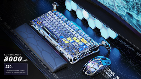Клавіатура механічна GravaStar Mercury K1 Pro 80keys, GravaStar x Kailh Speedy Mint, BT/WL/USB, Interstellar Silver - фото 5 Клавіатура механічна GravaStar Mercury K1 Pro 80keys, GravaStar x Kailh Speedy Mint, BT/WL/USB, Interstellar Silver - фото 5