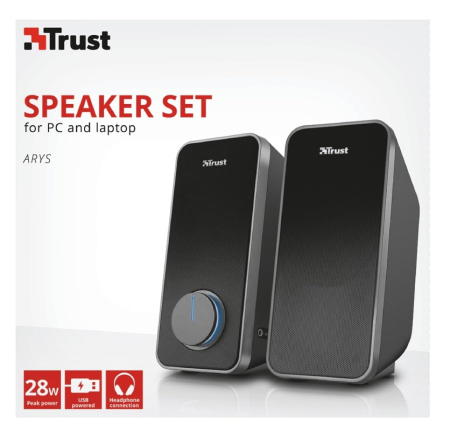 Акустична система Trust Arys 2.0, 14Вт, USB/AUX, чорний - фото 9