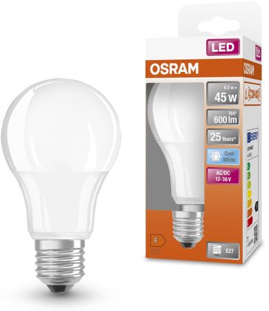 Лампа OSRAM LED E27 6,5Вт 4000K 600Лм CLA65 низьковольтна 12-36В - фото 4
