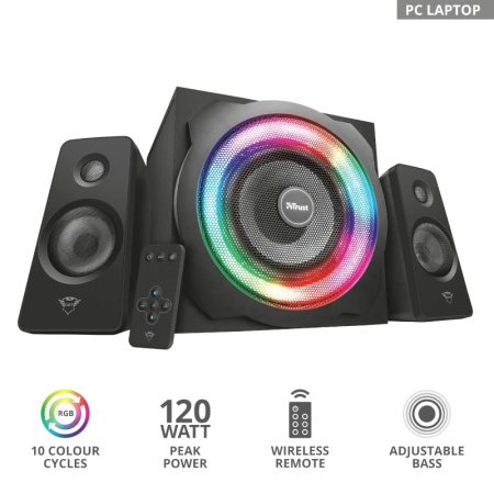 Акустична система Trust GXT 629 Tytan 2.1, 60Вт, AUX, RGB, чорний - фото 6