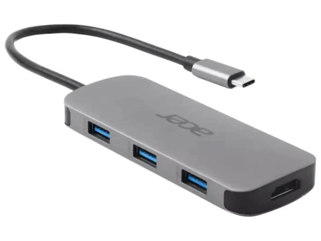 Хаб Acer 7in1 USB-С > 3xUSB-A3.2/HDMI/USB-C/PD/SD, 0.15м, сірий - фото 1