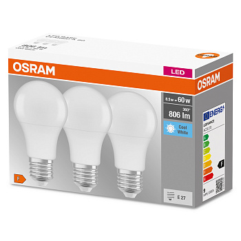 Osram Набір ламп 3шт LED E27 8.5Вт 4000К 806Лм A60