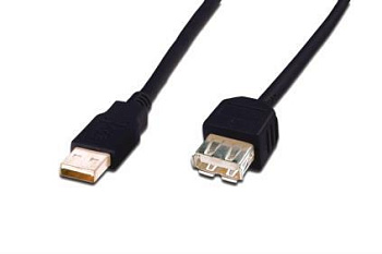Digitus USB 2.0 (AM/AF) 5.0m[Кабель USB-A (M/F) заряджання/синхронізації, DIGITUS, 5м, чорний]