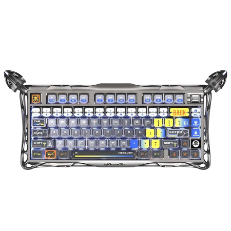 Клавіатура механічна GravaStar Mercury K1 Pro 80keys, GravaStar x Kailh Speedy Mint, BT/WL/USB, Interstellar Silver - фото 1 Клавіатура механічна GravaStar Mercury K1 Pro 80keys, GravaStar x Kailh Speedy Mint, BT/WL/USB, Interstellar Silver - фото 1