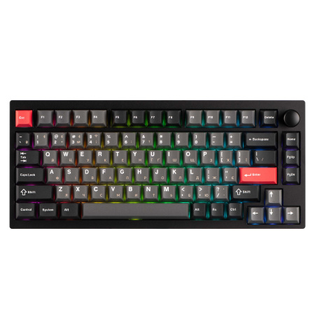 Клавіатура механічна Lemokey  P1 Pro 84Key, Keychron Super Banana, WL/BT/USB-A, QMK/VIA, Hot-Swap, EN/UKR, RGB,  Knob, Carbon Black - фото 1