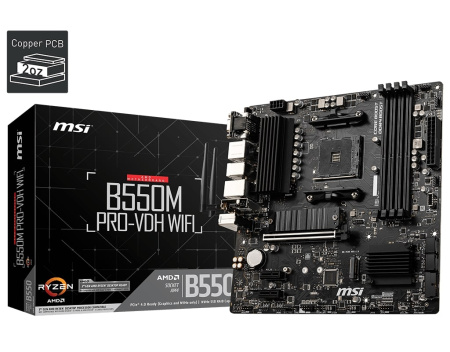 Материнcька плата MSI B550M PRO-VDH WIFI sAM4 B550 4xDDR4 M.2 HDMI D-Sub WiFi BT mATX - фото 5