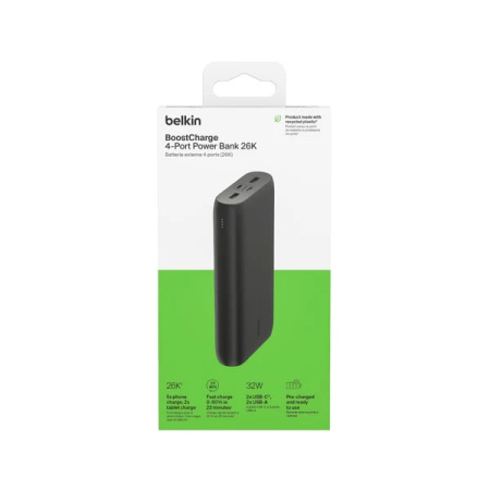 Belkin Акумулятор портативний літій-іонний Power Bank 26000мА·год, 32Вт, USB-A/USB-C PD PPS, чорний - фото 11