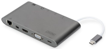 Хаб DIGITUS USB-C > HDMI/VGA/miniDisplayPort/3xUSB-A/USB-C/SD/MicroSD/RJ54/Audio - фото 4