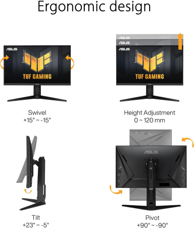 ASUS Монітор 27" TUF Gaming VG279QL3A 2xHDMI, DP, MM, IPS, 180Hz, 1ms, sRGB 125%, AdaptiveSync, Pivot, HDR400 - фото 8