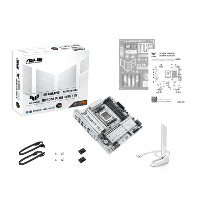 Материнcька плата ASUS TUF GAMING B850M-PLUS WIFI7 W sAM5 B850 4xDDR5 M.2 HDMI DP Wi-Fi BT mATX білий - фото 2 Материнcька плата ASUS TUF GAMING B850M-PLUS WIFI7 W sAM5 B850 4xDDR5 M.2 HDMI DP Wi-Fi BT mATX білий - фото 2