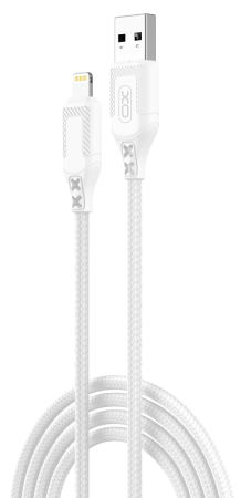 Кабель XO NB235 Zebra Series Braided USB-A to Lightning - 1m White - фото 1