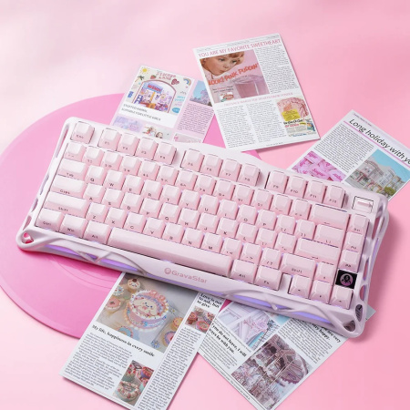 Клавіатура механічна GravaStar Mercury K1 80keys, GravaStar x Kailh Cheery Pink, EN, BT/WL/USB, Sakura Pink - фото 4