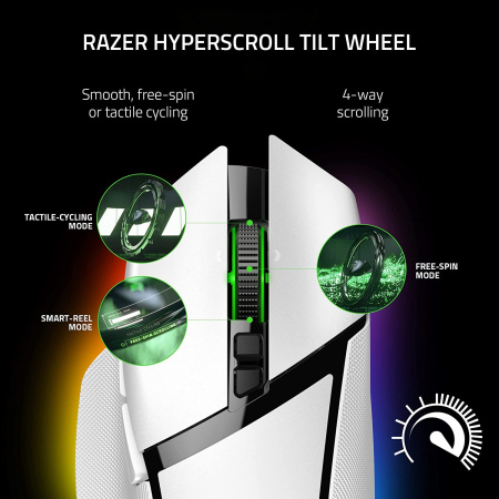 Миша Razer Basilisk V3 Pro, RGB, USB-A/WL/BT, білий - фото 7 Миша Razer Basilisk V3 Pro, RGB, USB-A/WL/BT, білий - фото 7