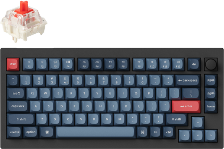 Keychron Клавіатура механічна V1 Max 84Key, Gateron Jupiter Red, WL/BT/USB-A, QMK, Hot-swap, Knob, EN/UKR, RGB, чорний - фото 2