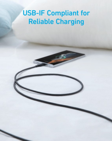 Кабель Anker 322 USB-A to USB-C - 0.9m Nylon Black - фото 3