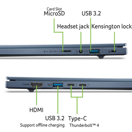 Ноутбук Acer Swift Go 14 SFG14-75 14" WUXGA OLED, Intel U7-258V, 32GB, F1TB, UMA, Win11, синій - фото 4 Ноутбук Acer Swift Go 14 SFG14-75 14" WUXGA OLED, Intel U7-258V, 32GB, F1TB, UMA, Win11, синій - фото 4