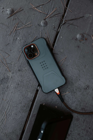 UAG Кабель USB-C > USB-C 3.2 заряджання/синхронізації 0.75м, 240Вт, Type-C, Rugged Double Braided Nylon, Black/Orange - фото 13