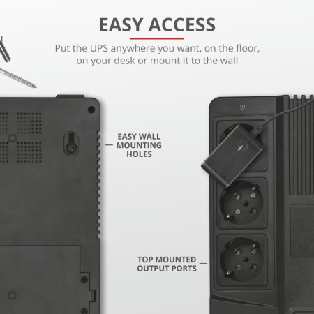 Trust Джерело безперебійного живлення Maxxon 800VA UPS with 6 standard wall power outlets BLACK - фото 4