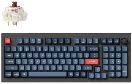 Keychron Клавіатура механічна V5 Max 100Key, Gateron Jupiter Brown, Knob, WL/BT/USB-A, Hot-Swap, QMK, EN/UKR, RGB, чорний - фото 1