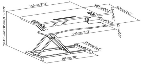 Підставка для монітора DIGITUS Ergonomic Workspace Riser, до 15кг, чорна - фото 12